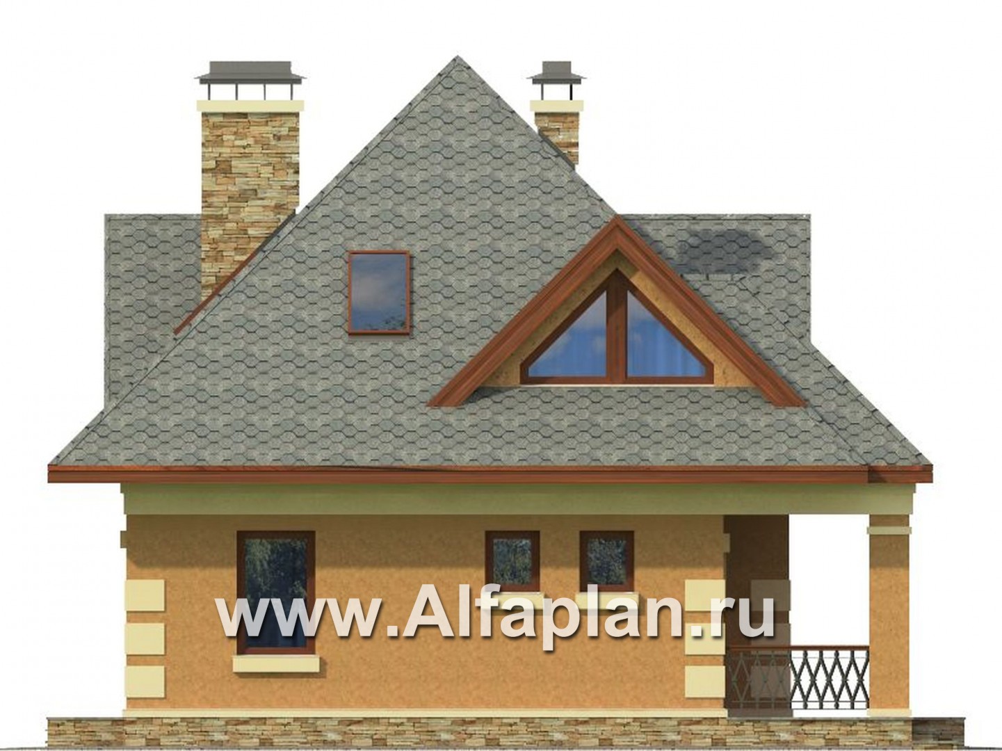 Проекты домов Альфаплан - Экономичный проект дома для маленького участка - изображение фасада №2