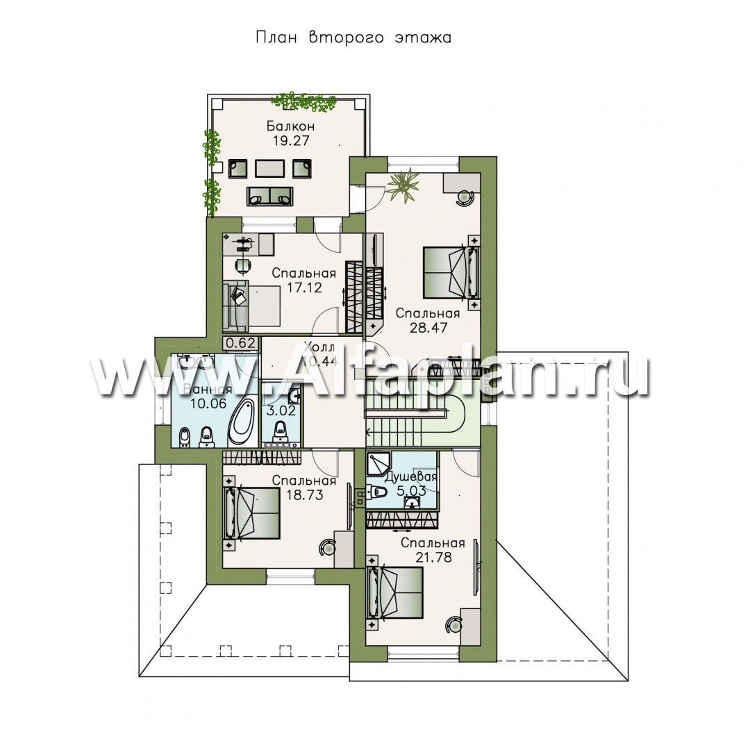 Проекты домов Альфаплан - «Эсперанса» - загородный особняк с террасой и гаражом - план проекта №2