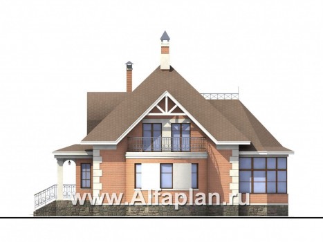 Проекты домов Альфаплан - «Эвита» - респектабельный дом с гаражом - превью фасада №2