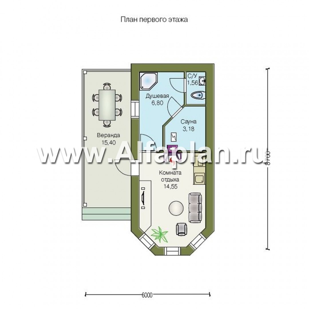 Проекты домов Альфаплан - Маленькая баня из газобетона для маленького участка - изображение плана проекта №1