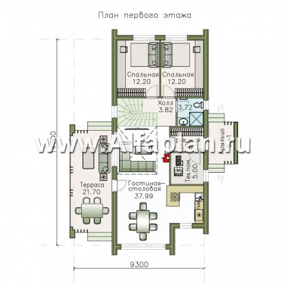 Проекты домов Альфаплан - «Омега» - двухэтажный каркасный дом с пятью спальнями - превью плана проекта №1