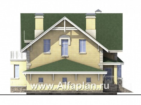 Проекты домов Альфаплан - «Ретростилиса» - рациональный дом с гаражом - превью фасада №3