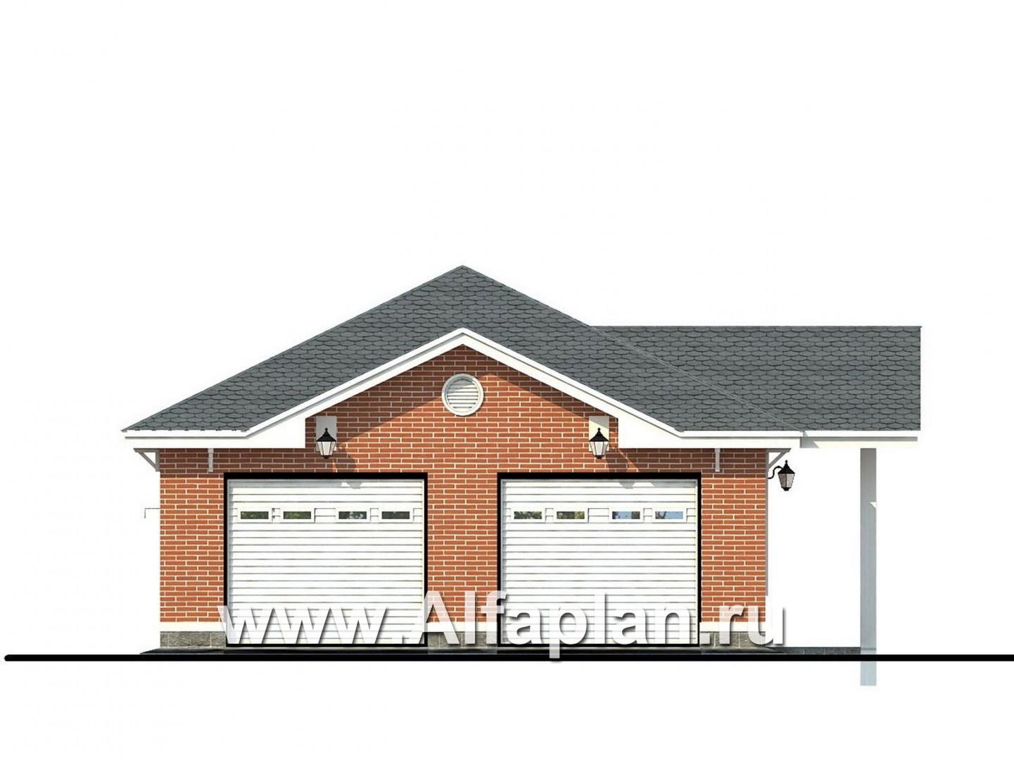Проекты домов Альфаплан - Гараж на два автомобиля - изображение фасада №1