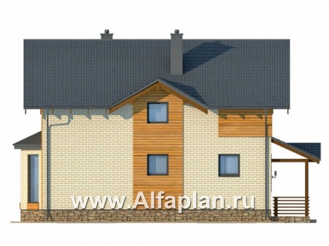 Проекты домов Альфаплан - Компактный дом из газобетона с мансардой - превью фасада №3