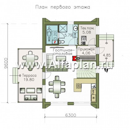 Проекты домов Альфаплан - «Сигма» - футуристичный дом в два этажа - превью плана проекта №1