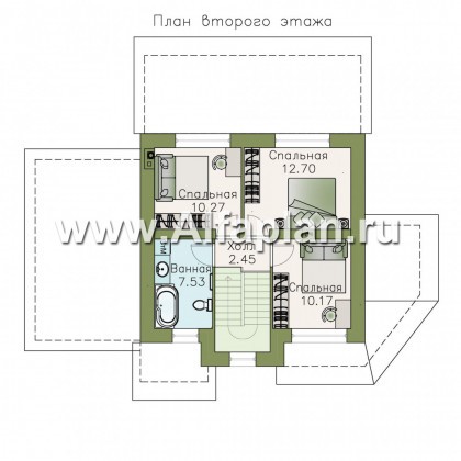 Проекты домов Альфаплан - «Сердцеед» - оригинальный и компактный коттедж с гаражом-навесом - превью плана проекта №2