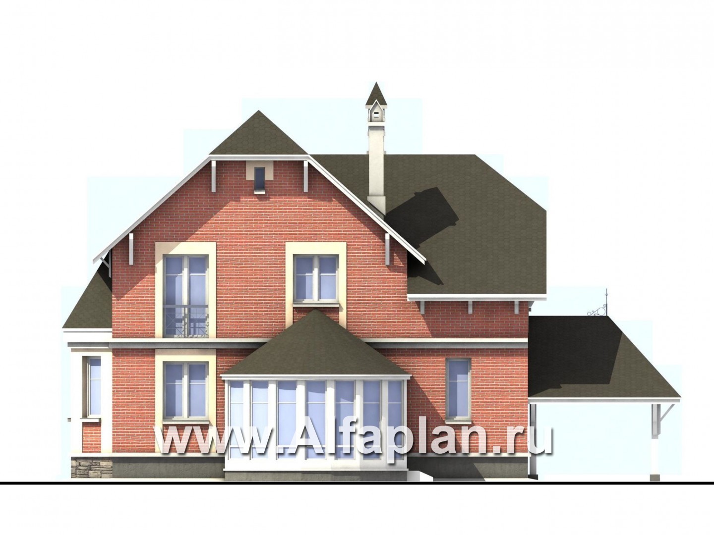 Проекты домов Альфаплан - «Фаворит» - современный коттедж с высоким эркером - изображение фасада №4