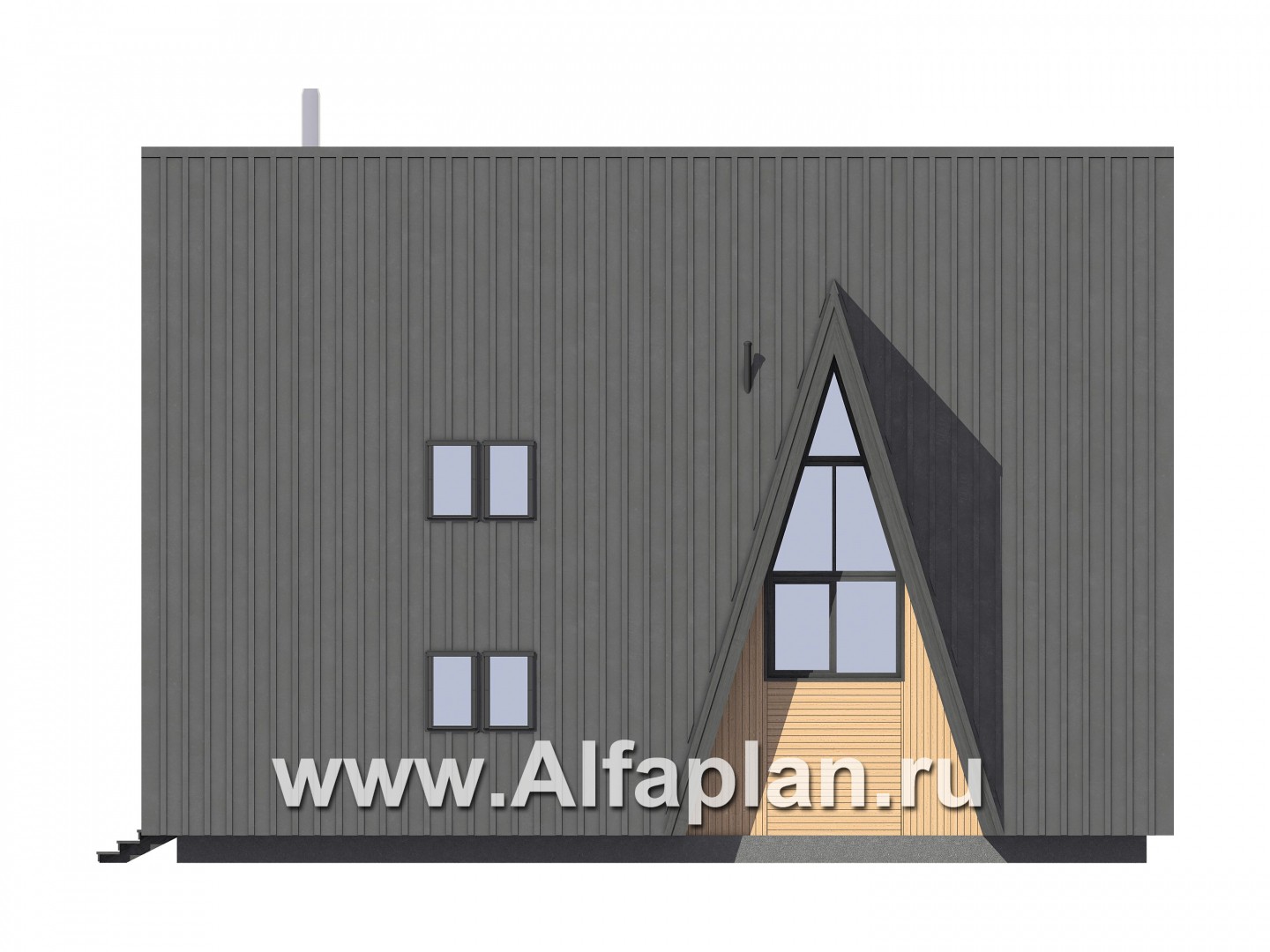 Проекты домов Альфаплан - Каркасный дом-шалаш - прекрасный дом для отдыха - изображение фасада №4