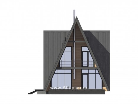 Проекты домов Альфаплан - Каркасный дом-шалаш - прекрасный дом для отдыха - превью фасада №1