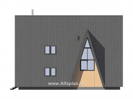 Проекты домов Альфаплан - Каркасный дом-шалаш - прекрасный дом для отдыха - превью фасада №4