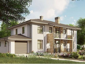 Проекты домов Альфаплан - Двухэтажный дом с гаражом - превью основного изображения