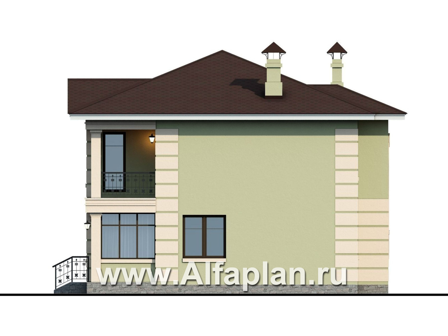 Проекты домов Альфаплан - «Знаменка» — удобный и компактный коттедж - изображение фасада №2