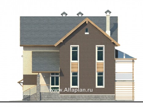 Проекты домов Альфаплан - «Экспрофессо»- проект компактного дома с гаражом в цоколе - превью фасада №2