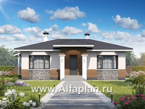Проекты домов Альфаплан - "Новый свет" - проект одноэтажного дома для небольшой семьи - превью основного изображения