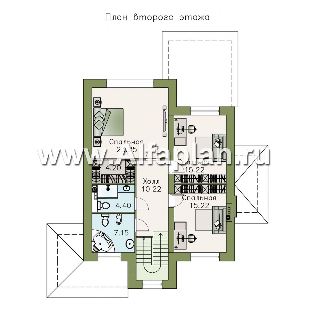 Проекты домов Альфаплан - «Снежная страна» - изящный коттедж с террасами - план проекта №2