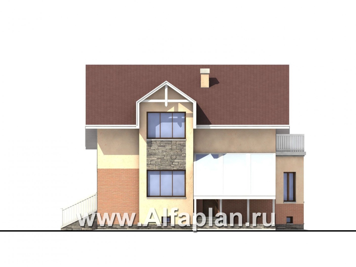 Проекты домов Альфаплан - «Конформ» - экономичный и комфортабельный дом - изображение фасада №2