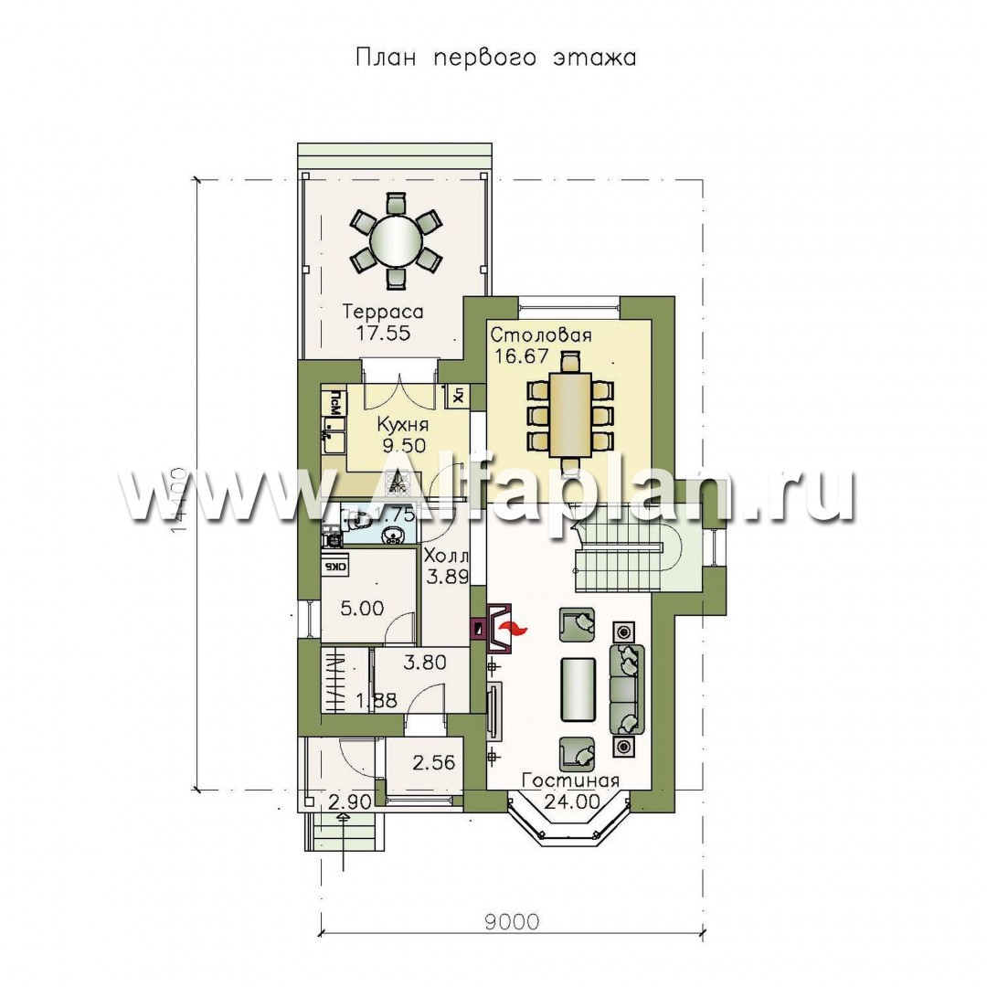 Проекты домов Альфаплан - «Примавера» - компактный загородный дом - изображение плана проекта №1