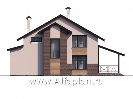 Проекты домов Альфаплан - Уютный загородный дом с двускатной кровлей - превью фасада №4