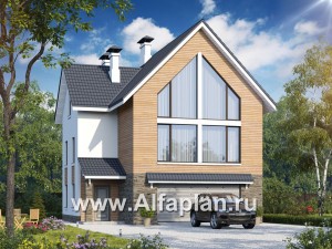 Проекты домов Альфаплан - «Сапфир» - трехэтажный дом с большим гаражом для маленького участка - превью основного изображения