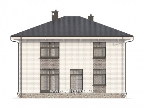Проект двухэтажного дома, план со спальней на 1 эт и с террасой, в современном стиле - превью фасада дома
