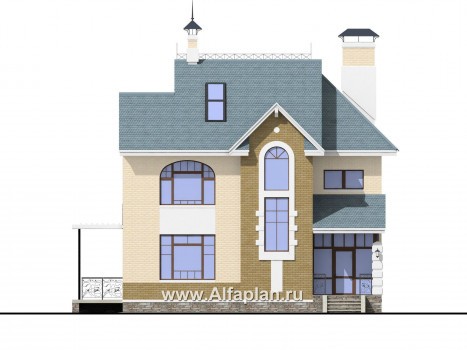 Проекты домов Альфаплан - «Дипломат» - загородный дом с бильярдной - превью фасада №1