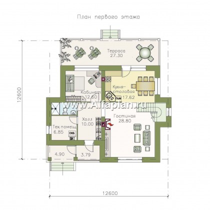 Проекты домов Альфаплан - «Новая пристань» - дом из газобетона для удобной загородной жизни - превью плана проекта №1