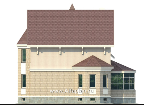 Проекты домов Альфаплан - «Успех Плюс» — удобный коттедж с цокольным этажом - превью фасада №2