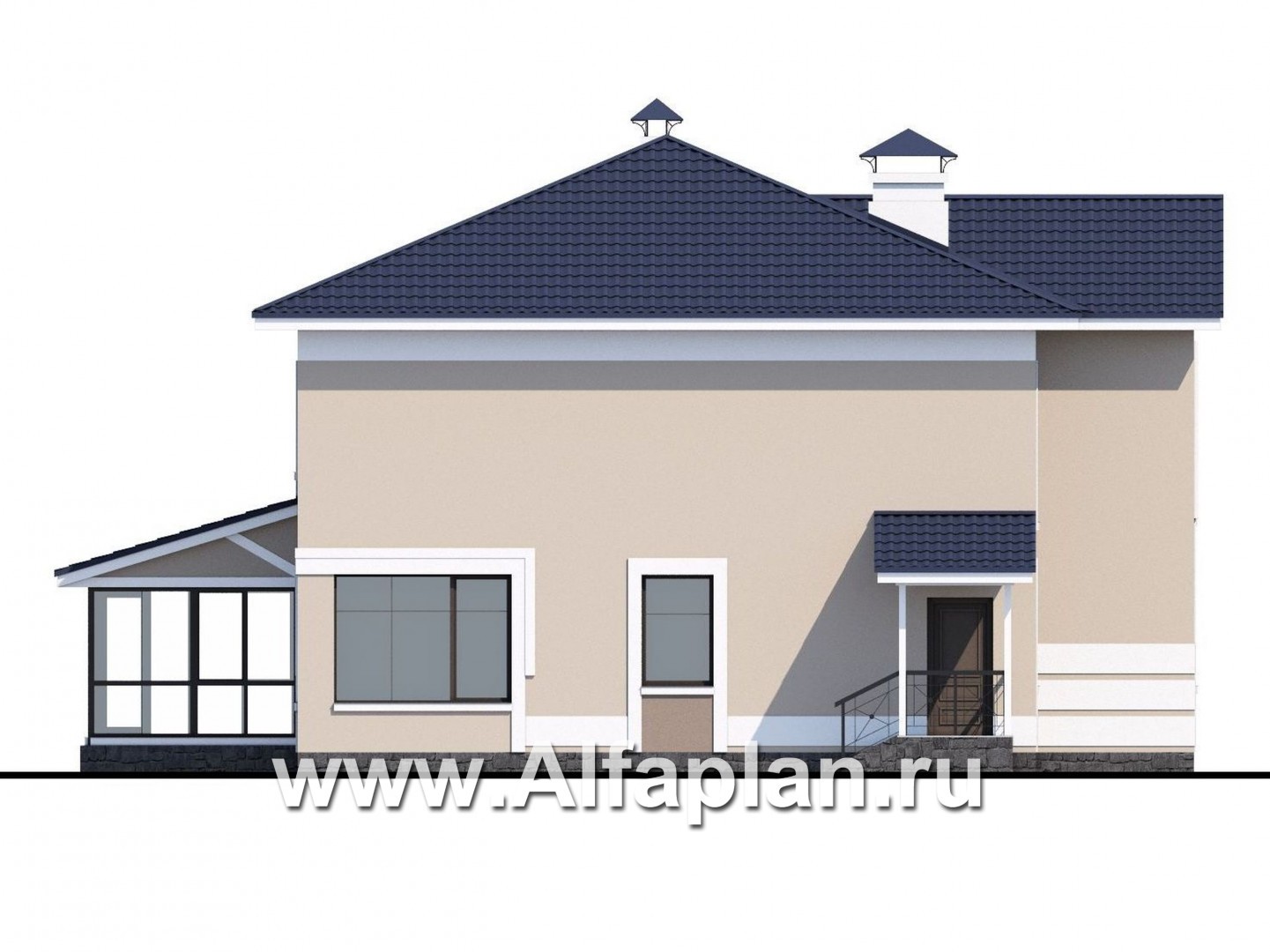 Проекты домов Альфаплан - «Диадема» - респектабельный коттедж в классическом стиле - изображение фасада №3
