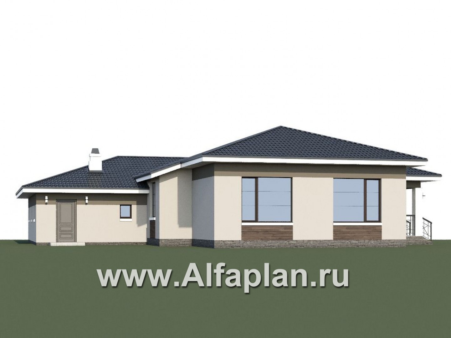Проекты домов Альфаплан - «Ариадна» - одноэтажный дом с большим гаражом - дополнительное изображение №1