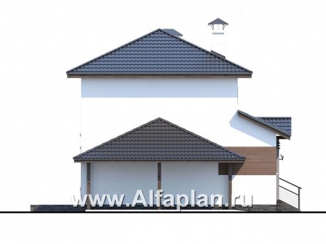 Проекты домов Альфаплан - Кирпичный дом «Карат» с гаражом навесом - превью фасада №3