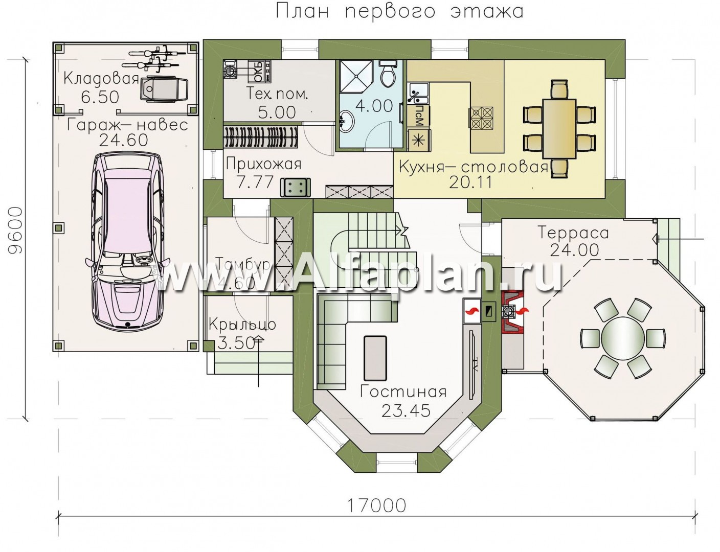 Проекты домов Альфаплан - Двухэтажный дом с эркером - изображение плана проекта №1