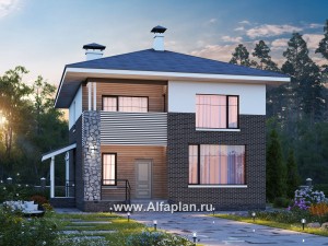 Проекты домов Альфаплан - «Сектор счастья» - стильный и компактный дом для большой семьи - превью основного изображения