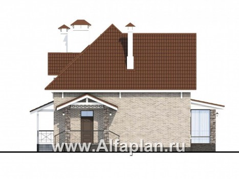 Проекты домов Альфаплан - «Галант» - небольшой мансардный дом с удобной верандой - превью фасада №3