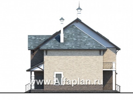 Проекты домов Альфаплан - «Северная регата» - коттедж с большой террасой и кинозалом - превью фасада №2