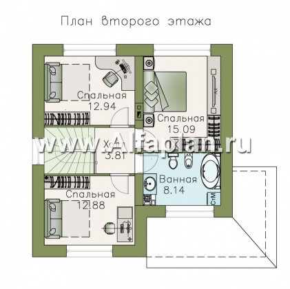 Проекты домов Альфаплан - Кирпичный дом «Собственный рай» - превью плана проекта №2