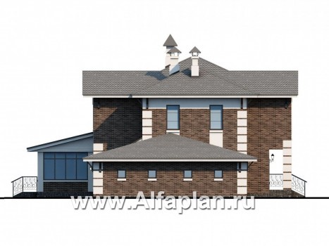 Проекты домов Альфаплан - «Вернисаж» - элегантный коттедж с гаражом и верандой - превью фасада №3