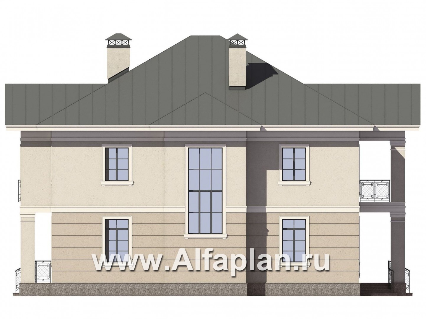 Проекты домов Альфаплан - Классический двухэтажный коттедж - изображение фасада №2