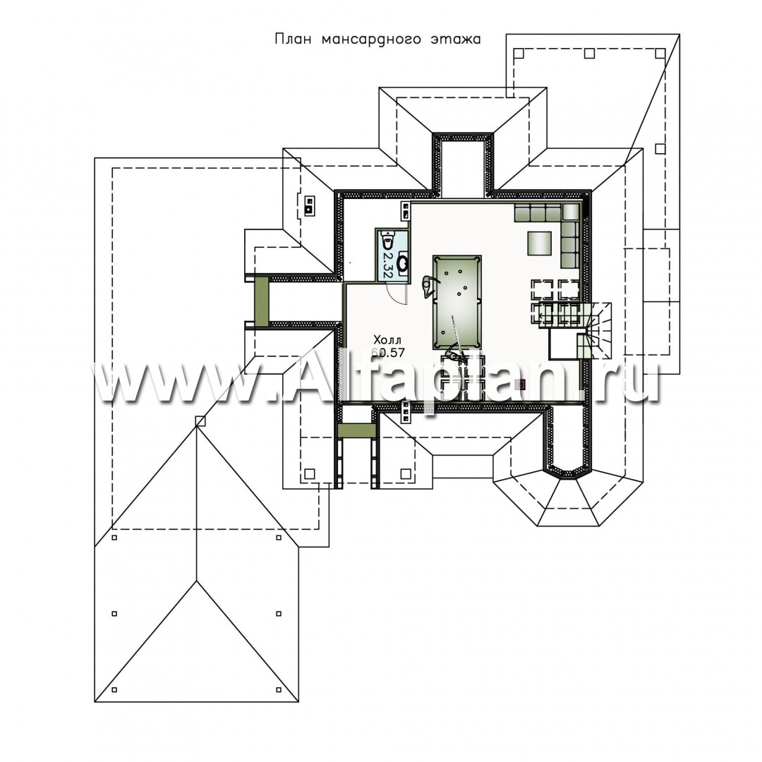 Проекты домов Альфаплан - «Воронцов»- респектабельный коттедж из газобетона с гаражом - план проекта №3
