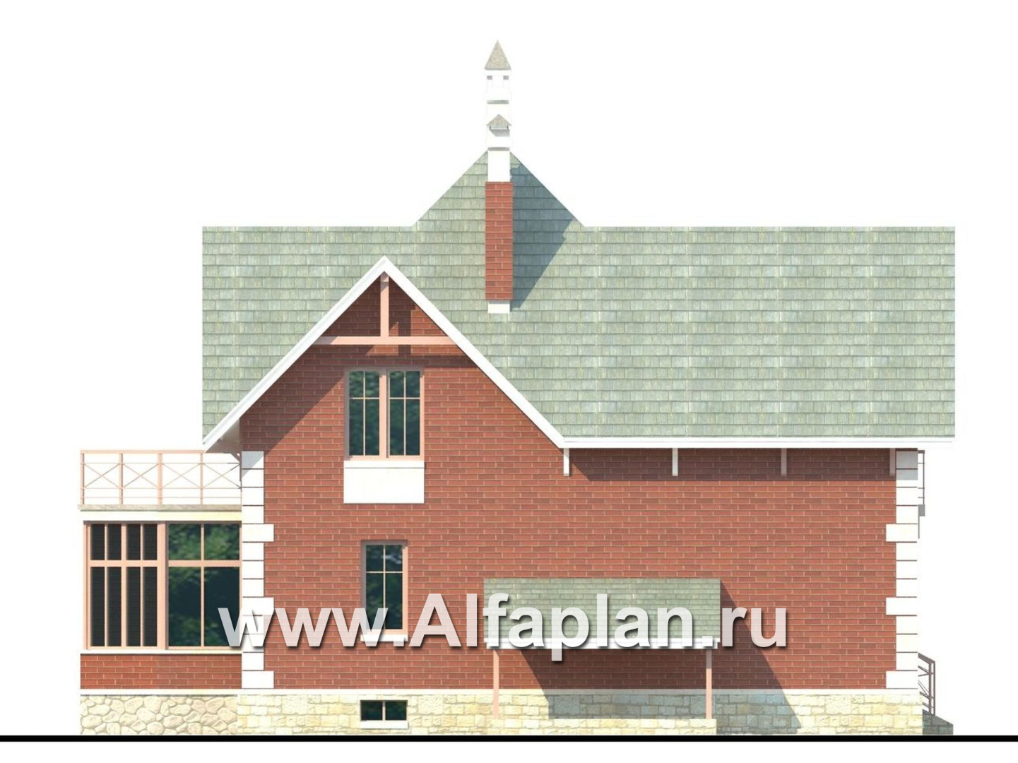 Проекты домов Альфаплан - «Приорат Плюс» - проект коттеджа с цоколем - изображение фасада №3
