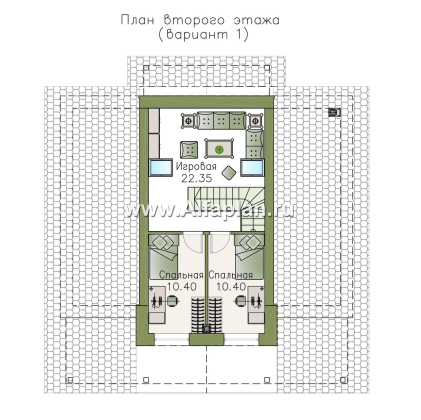 Проекты домов Альфаплан - «Моризо» - шале с четырьмя спальными комнатами - превью плана проекта №2