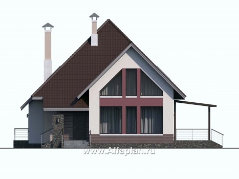 Проекты домов Альфаплан - «Плеяды» — современный мансардный дом - превью фасада №1