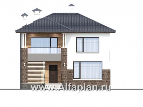 Проекты домов Альфаплан - «Орбита» - современный и удобный, компактный дом - превью фасада №1