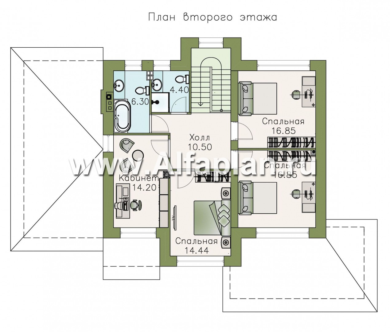 Проекты домов Альфаплан - «Арт-Нуво» - респектабельный коттедж с гаражом в стиле модерн - изображение плана проекта №2
