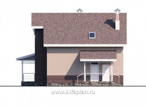 Проекты домов Альфаплан - «Регата» - комфортный план дома, двускатная крыша - превью фасада №2