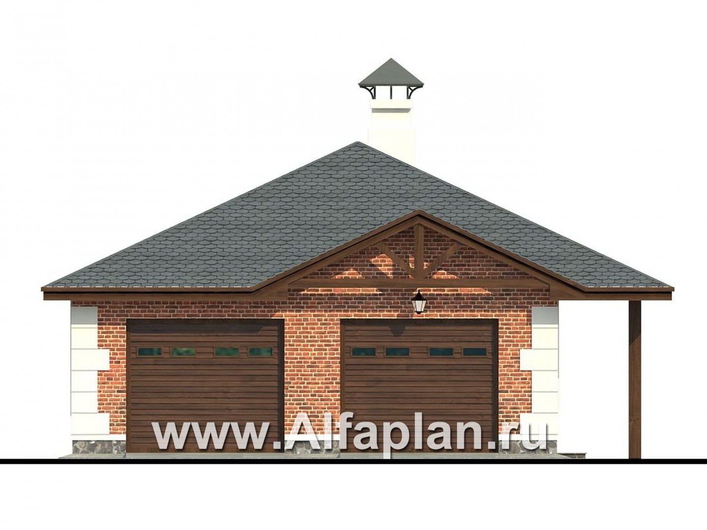 Проекты домов Альфаплан - Гараж на два автомобиля - изображение фасада №1