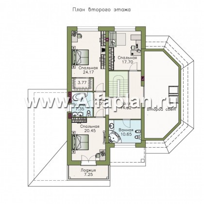 Проекты домов Альфаплан - «Рубин» - современный дом c оригинальной гостиной - превью плана проекта №2