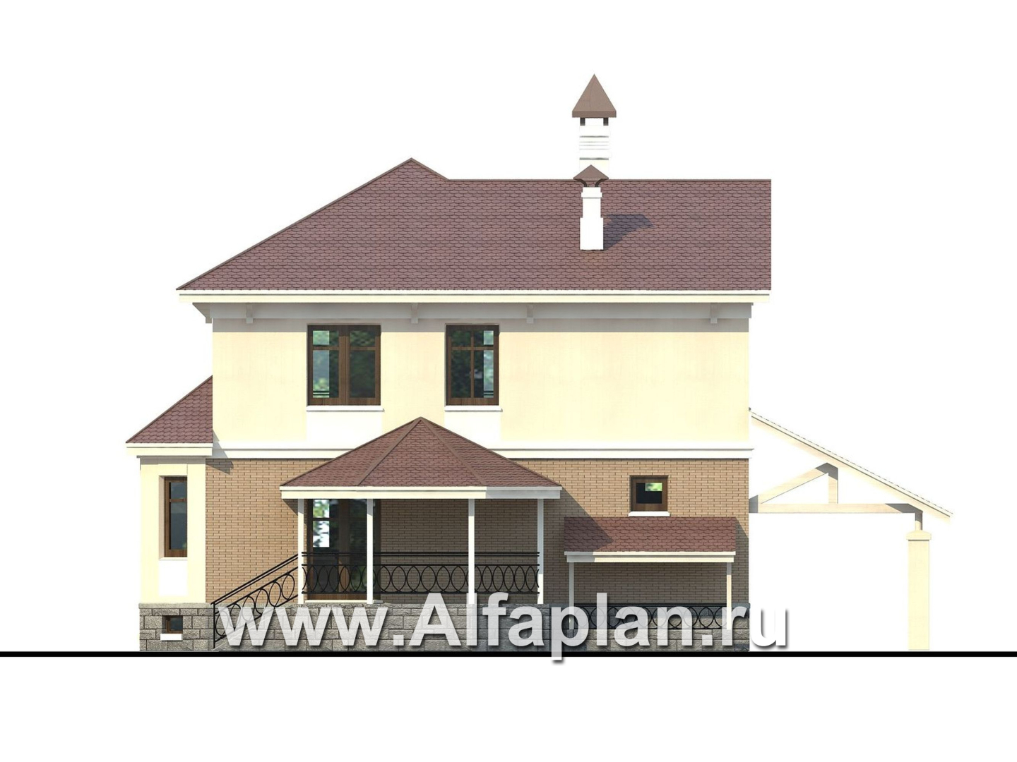 Проекты домов Альфаплан - «Классический плюс» - классический  особняк с цокольным этажом - изображение фасада №4