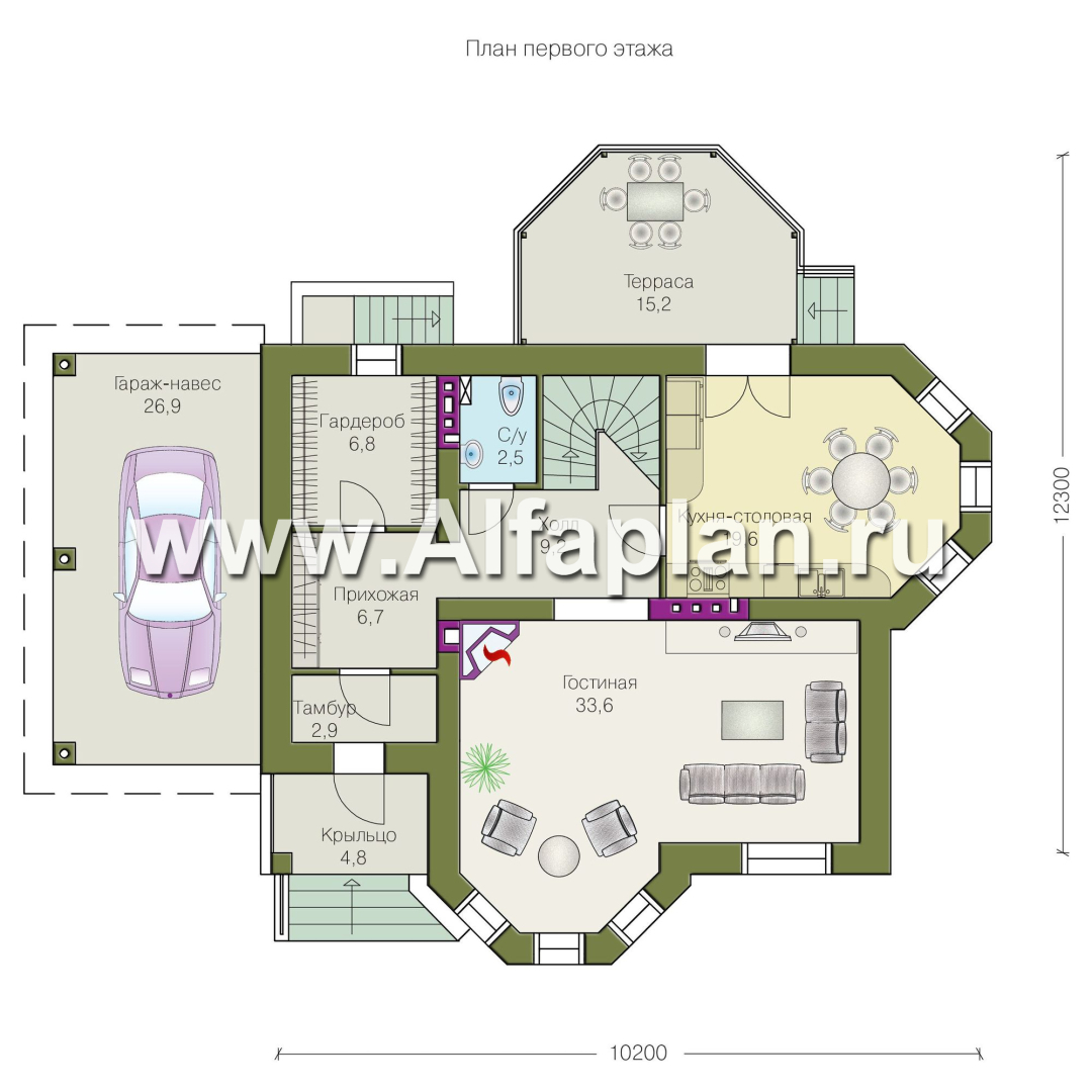 Проекты домов Альфаплан - «Классический плюс» - классический  особняк с цокольным этажом - план проекта №1