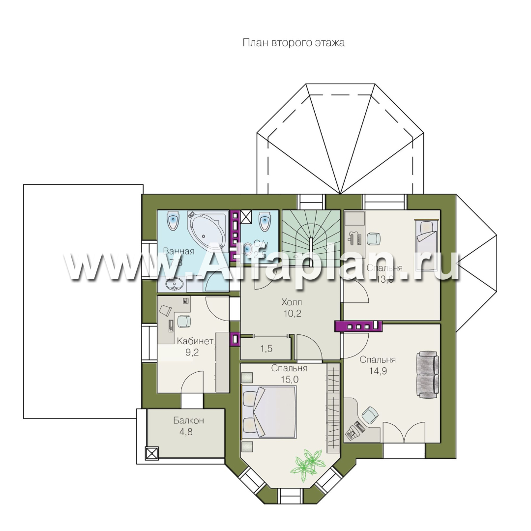 Проекты домов Альфаплан - «Классический плюс» - классический  особняк с цокольным этажом - план проекта №2
