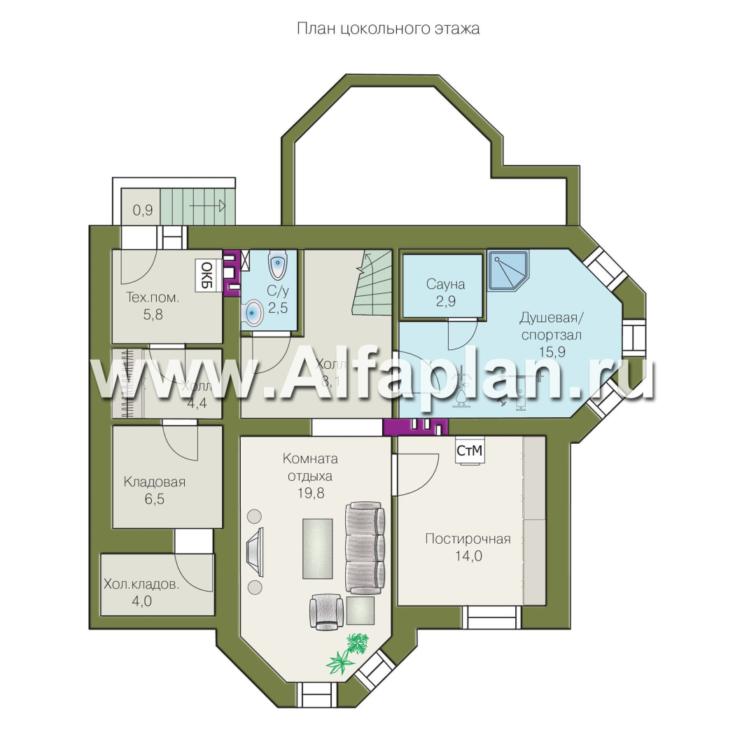 Проекты домов Альфаплан - «Классический плюс» - классический  особняк с цокольным этажом - план проекта №3